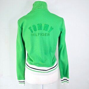 Tommy Hilfiger Y2K Apple Green White Embroidered Large Logo Full Zip Jacket